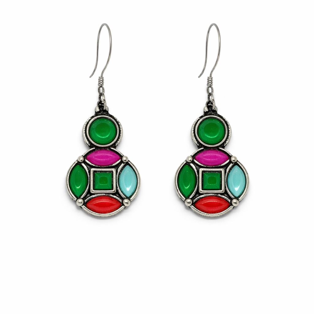 Noor Pop Multicolor Stone Drop Earrings