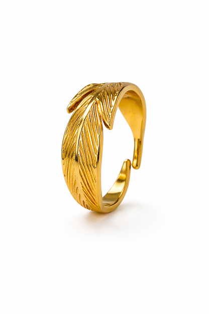 Golden Feather Wrap Ring