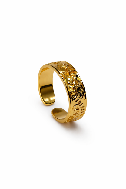 Evil Eye Protection Gold Adjustable Ring