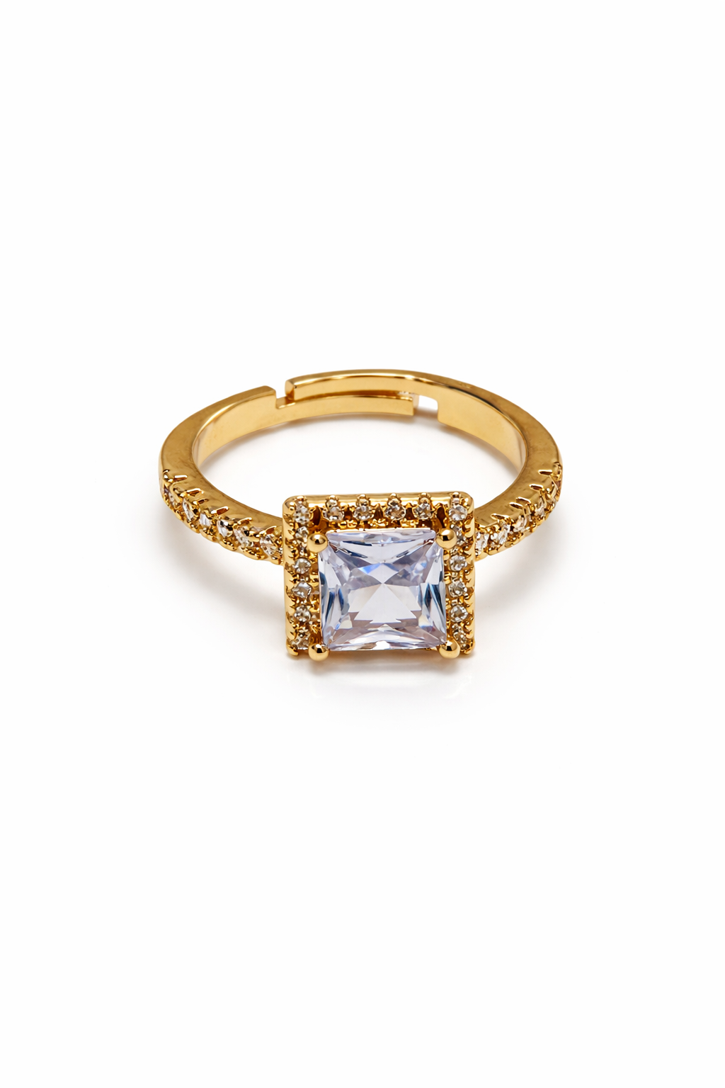 Royal Square Crystal Statement Ring
