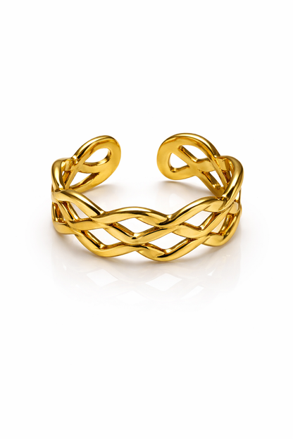 Twisted Chain Gold Adjustable Ring