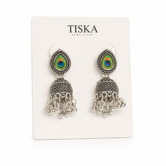 Morika Peacock Jhumka Earrings