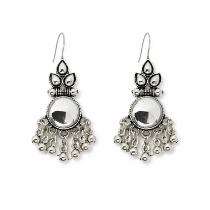 Aarzoo Mirror Charm Oxidised Earrings