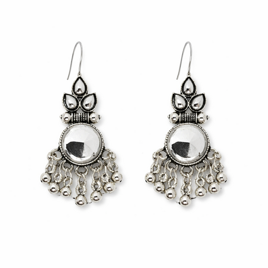 Aarzoo Mirror Charm Oxidised Earrings