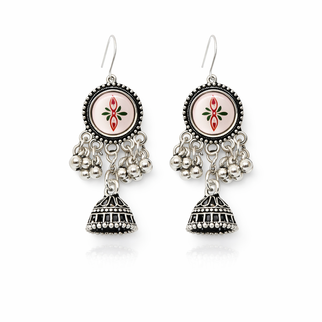 Gulnaar Painted Charm Jhumka Earrings