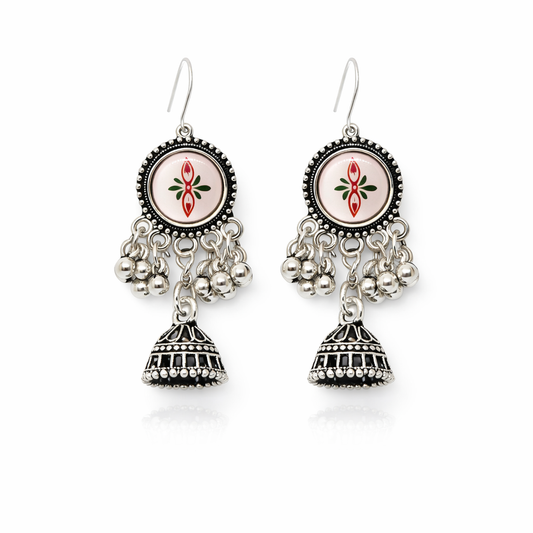 Gulnaar Painted Charm Jhumka Earrings