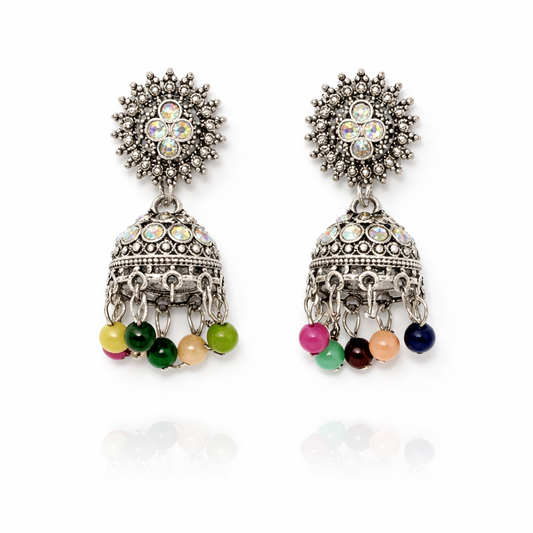 Noor Multicolor Crystal Jhumka Earrings