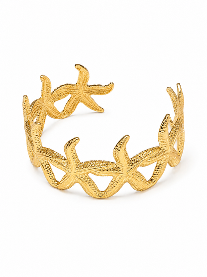 Golden Starfish Cuff Bracelet (Anti Tarnish)