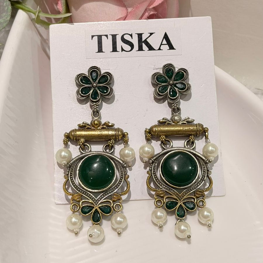 Emerald Heritage Pearl Drop Earrings