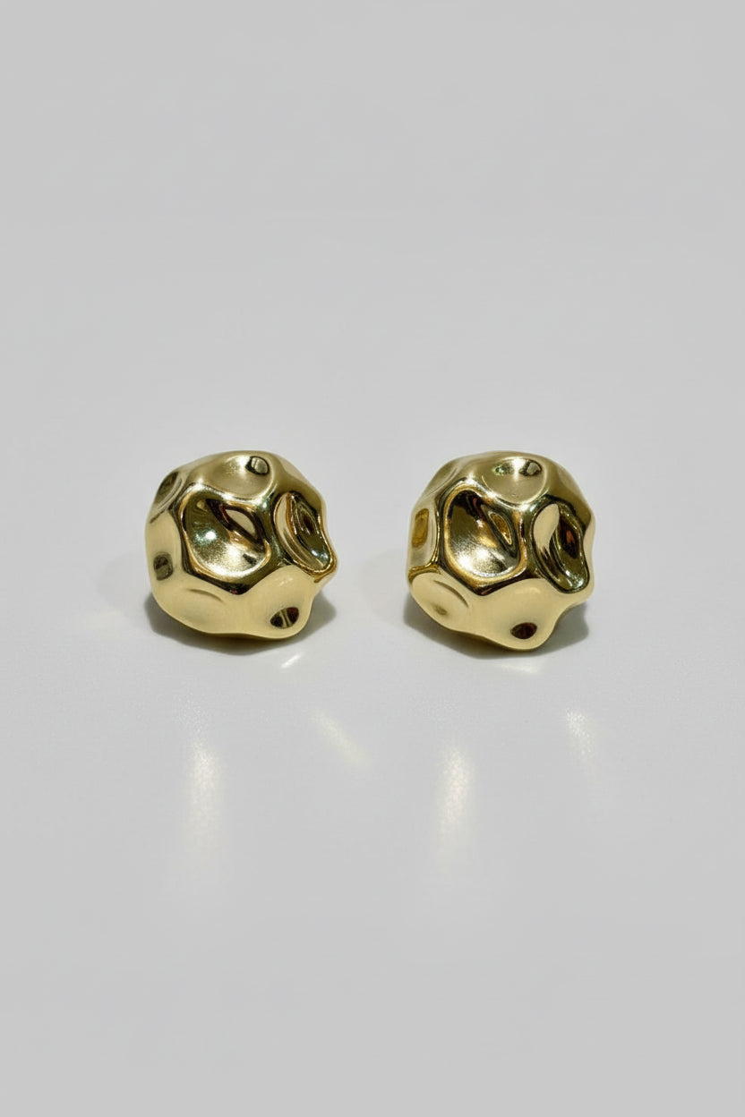 Molten Gold Statement Stud Earrings