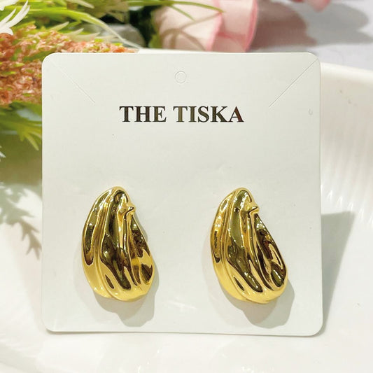 Molten Gold Statement Stud Earrings (Anti Tarnish)