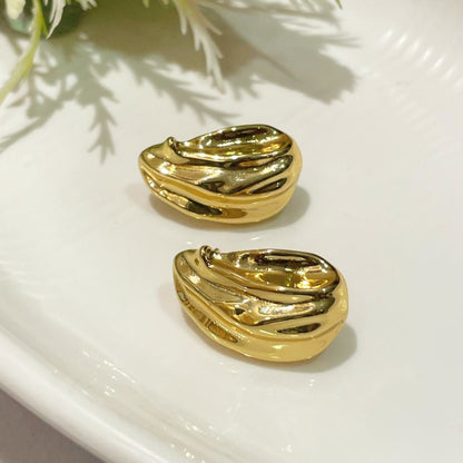 Molten Gold Statement Stud Earrings (Anti Tarnish)