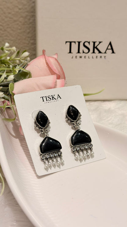 Noir Pearl Statement Drop Earrings