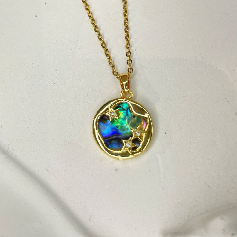 Ocean Resin Gold Pendant Necklace (Anti-Tarnish)