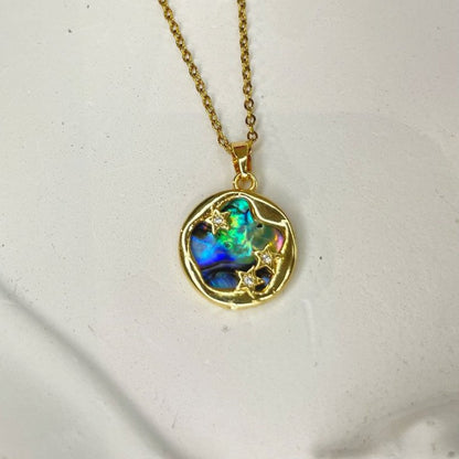 Ocean Resin Gold Pendant Necklace (Anti-Tarnish)