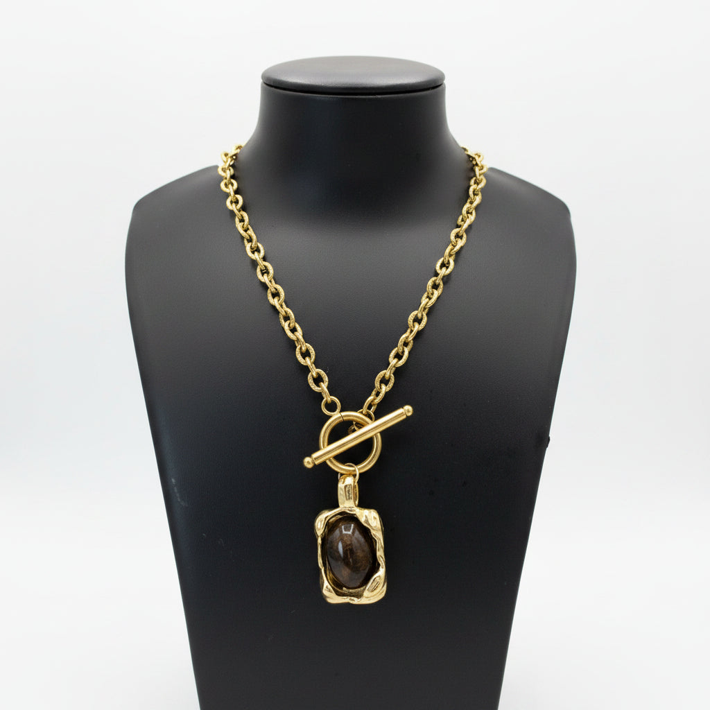 Midnight Stone Chunky Pendant Necklace