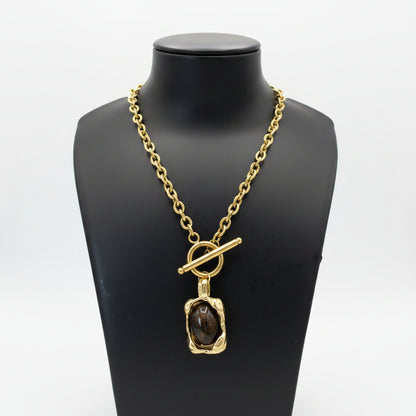 Midnight Stone Chunky Pendant Necklace
