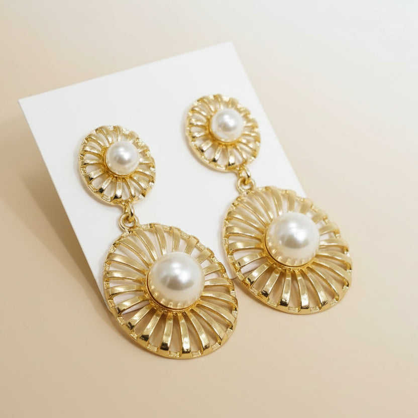 Pearl Sunburst Drops Earrings