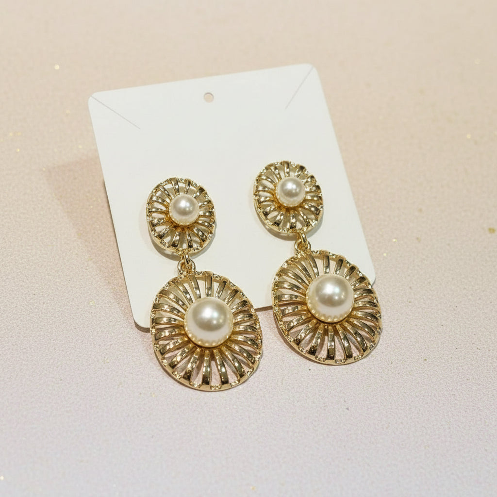 Pearl Sunburst Drops Earrings