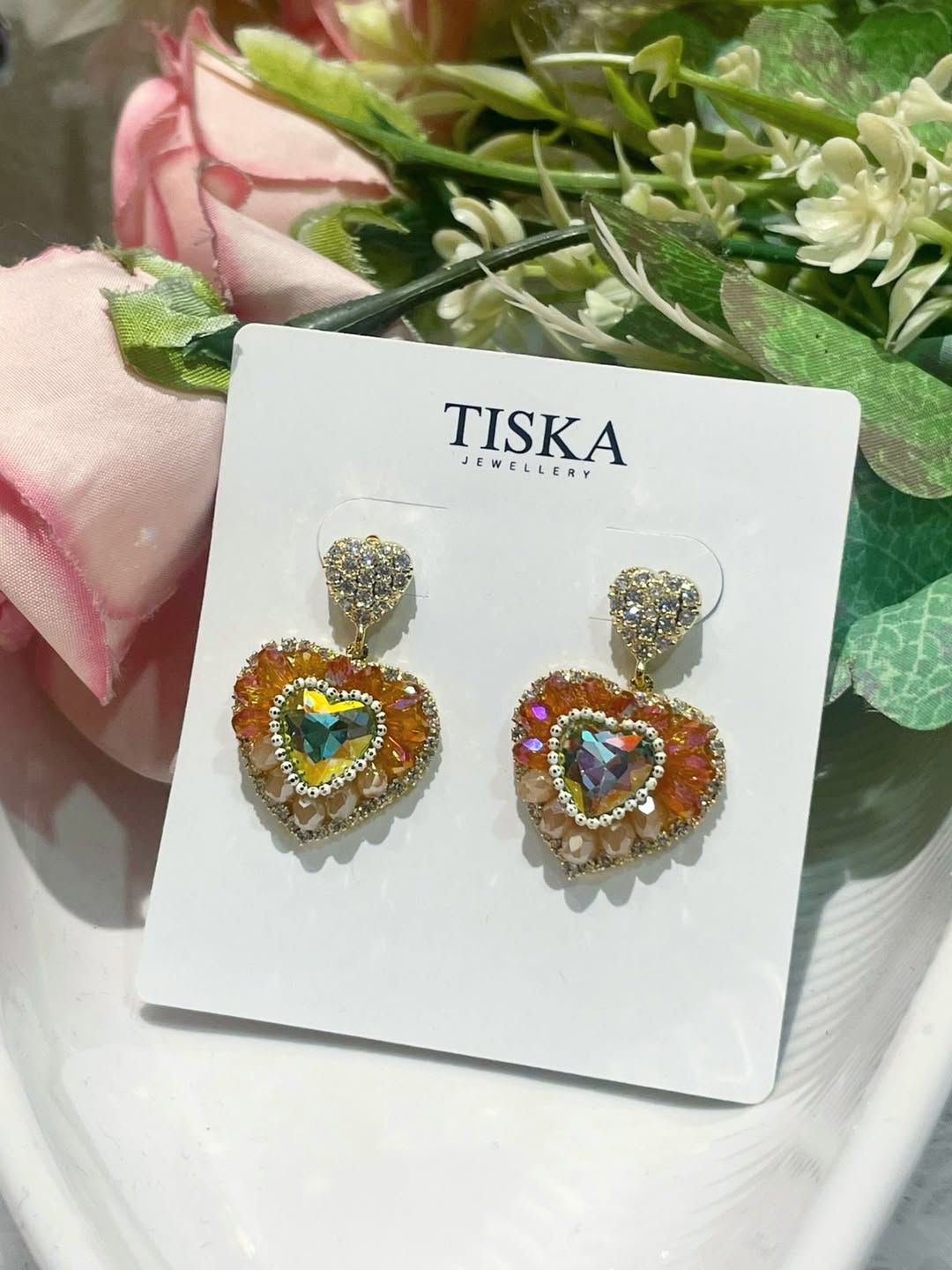 Sparkling Heart Charm Earrings