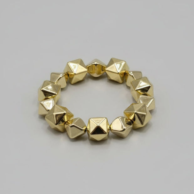 Studded Gold Stretch Bracelet – Bold Statement Bead Band