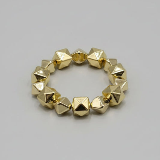 Studded Gold Stretch Bracelet – Bold Statement Bead Band