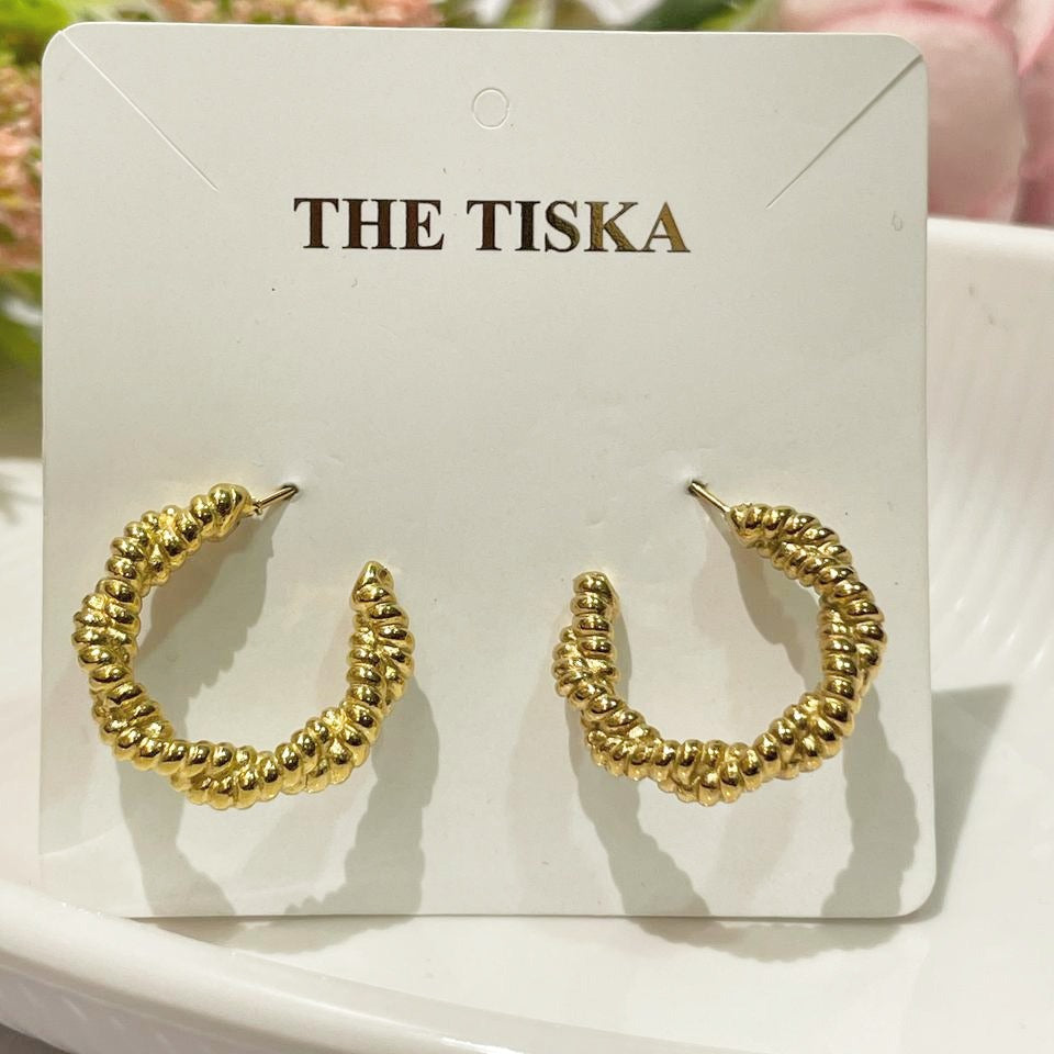 Twisted Gold Hoop Earrings (Anti Tarnish)