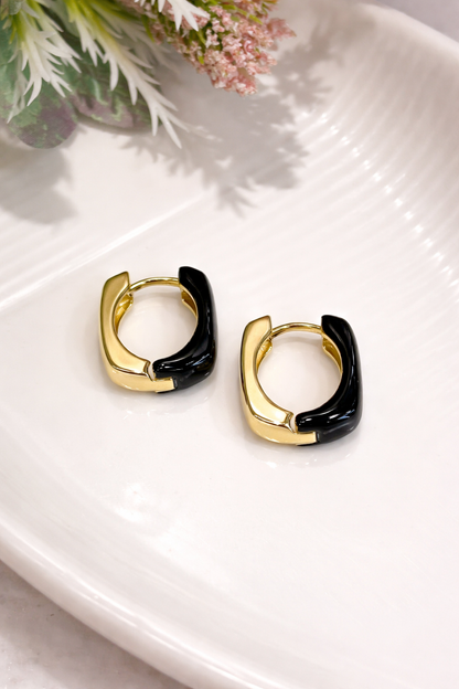 Dual Tone Chunky Hoop Earrings