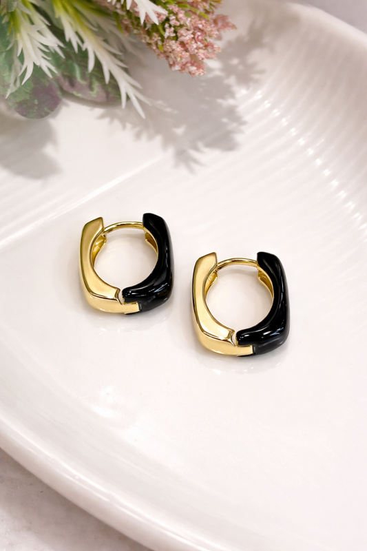 Dual Tone Chunky Hoop Earrings