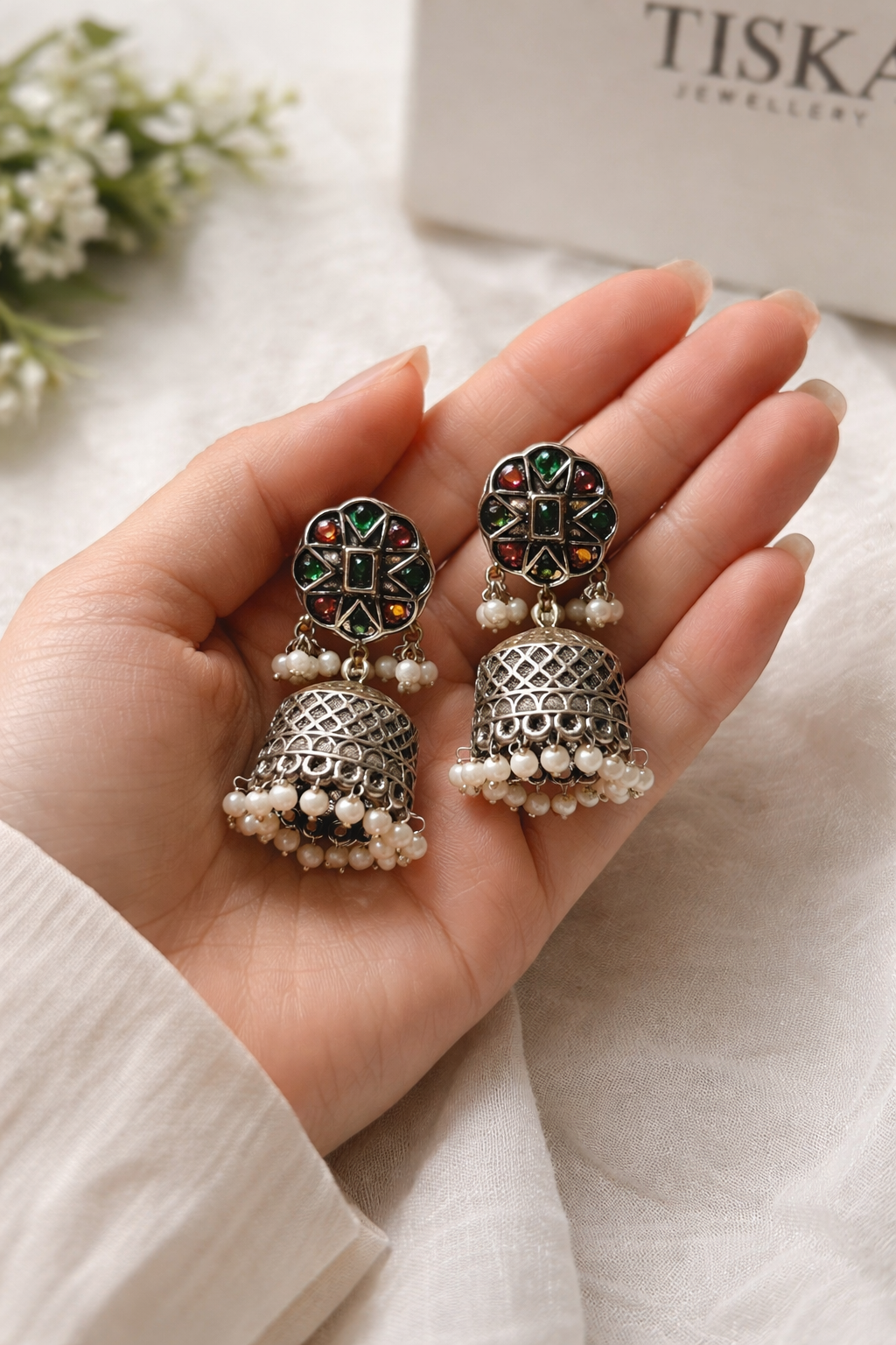 Royal Pearl Jhumka Statement Earrings