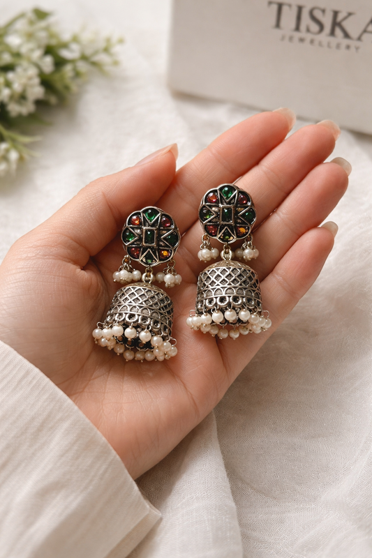 Royal Pearl Jhumka Statement Earrings