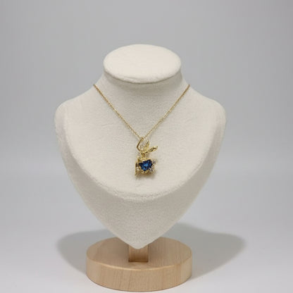 Blue Crystal Butterfly Charm Necklace (Anti-Tarnish)