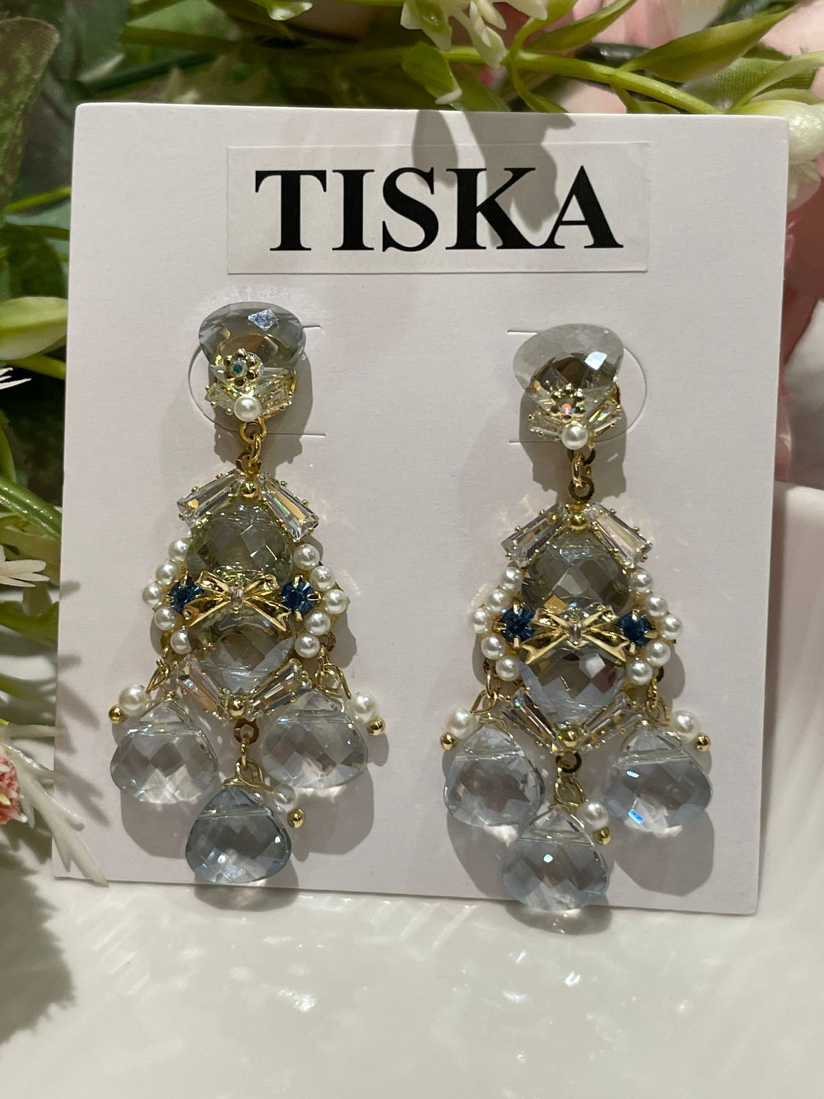 Crystal Pearl Statement Drop Earrings