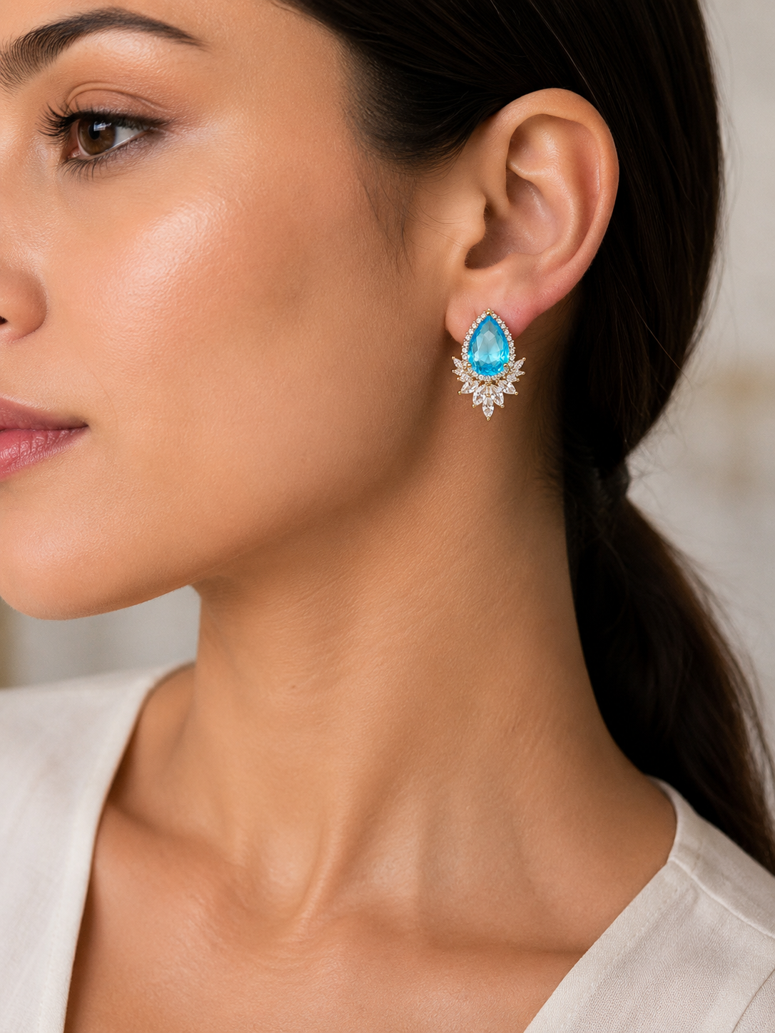 Ocean Bloom Crystal Statement Earrings