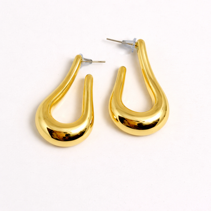Golden Melt Curve Statement Earrings