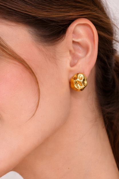 Molten Gold Statement Stud Earrings