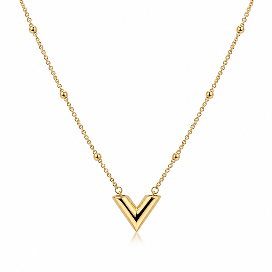Golden V Charm Necklace
