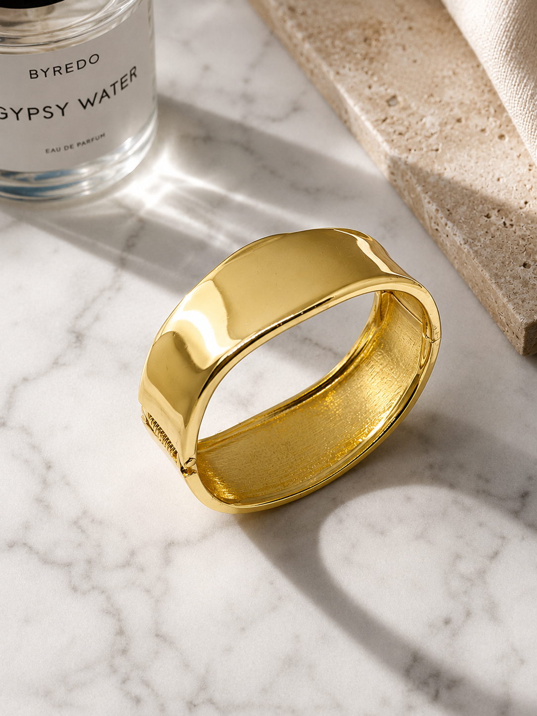 Gold Sculpted Cuff Bracelet (Anti-Tarnish)