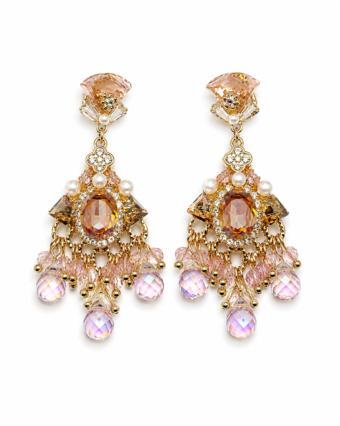 Blush Crystal Chandelier Earrings
