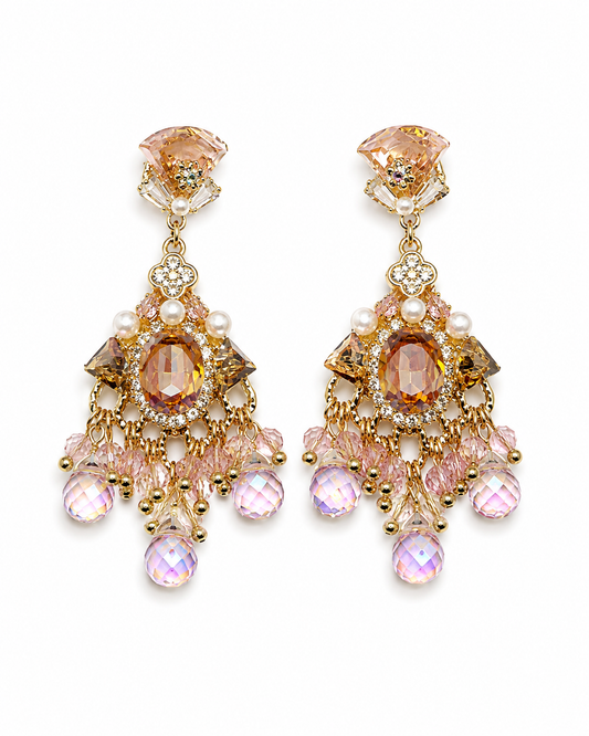 Blush Crystal Chandelier Earrings